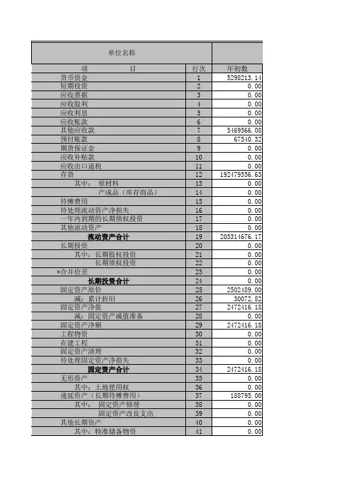 资产负债表-2003年-房地产