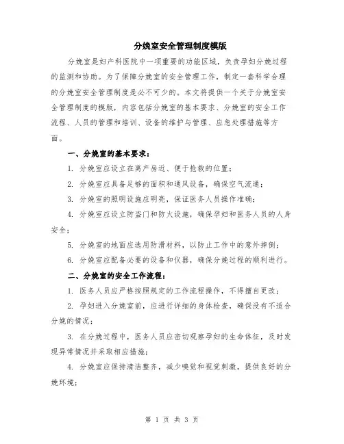 分娩室安全管理制度模版