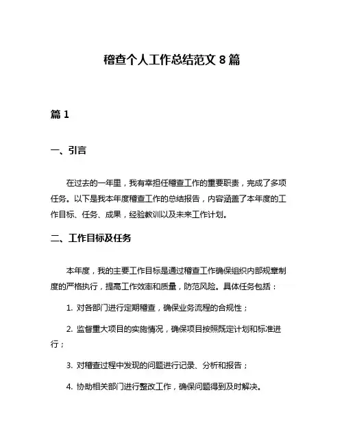 稽查个人工作总结范文8篇