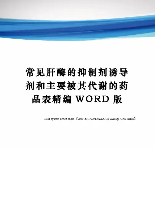 常见肝酶的抑制剂诱导剂和主要被其代谢的药品表精编WORD版