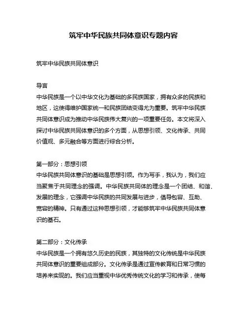 筑牢中华民族共同体意识专题内容