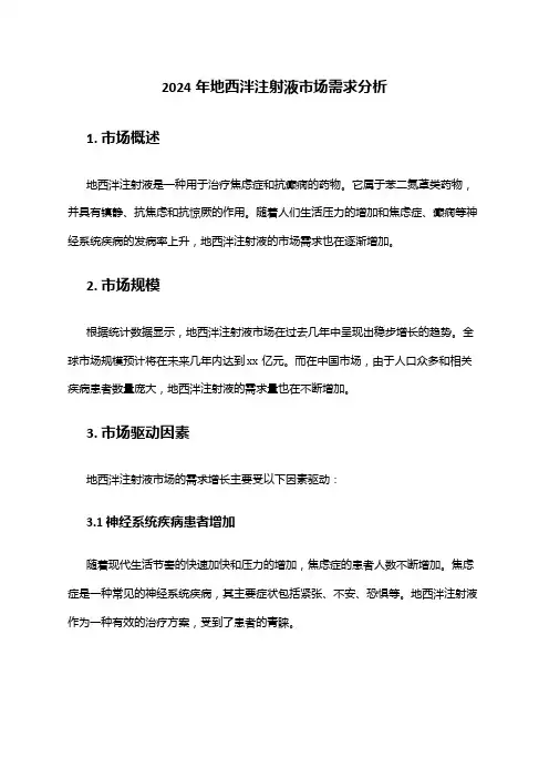 2024年地西泮注射液市场需求分析