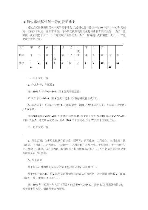 如何快速简单计算任何一天天干地支