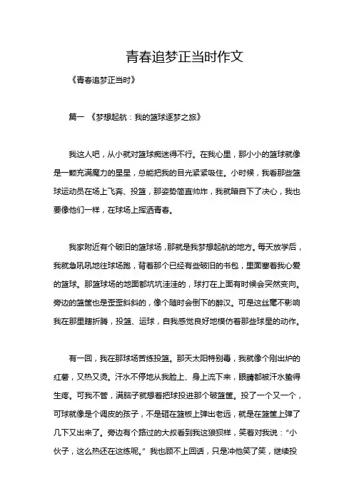 青春追梦正当时作文
