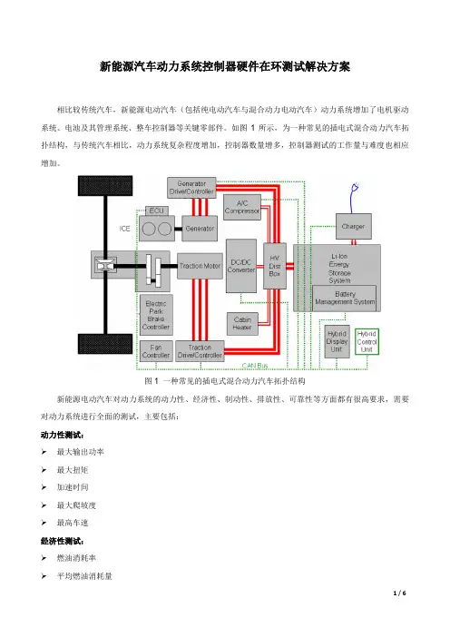 新能源汽车动力系统控制器硬件在环测试解决方案
