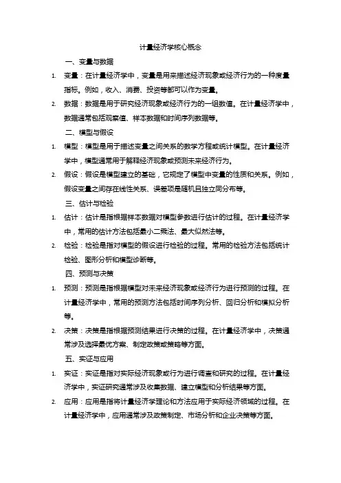 计量经济学核心概念