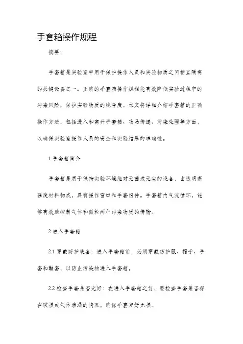 手套箱操作规程