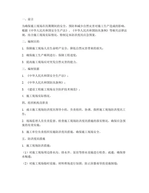 监理审批防洪度汛应急预案