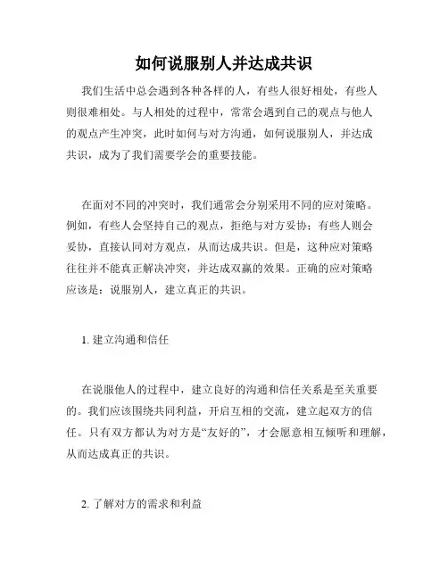 如何说服别人并达成共识