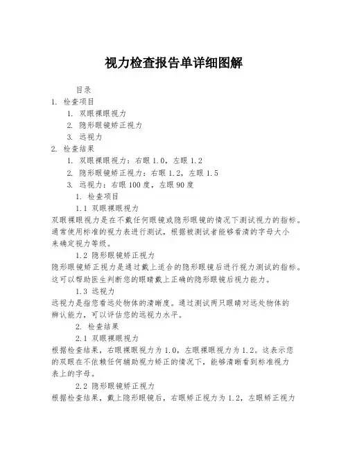 视力检查报告单详细图解
