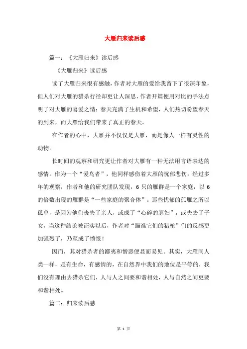 大雁归来读后感