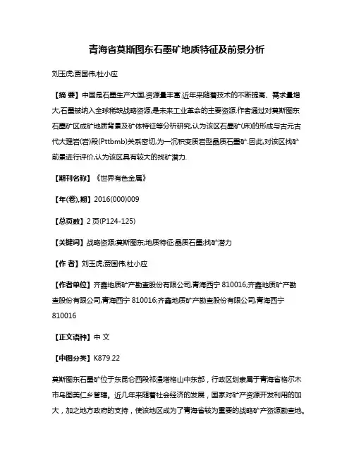 青海省莫斯图东石墨矿地质特征及前景分析