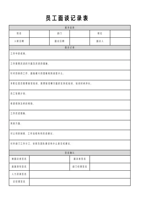 员工面谈记录表