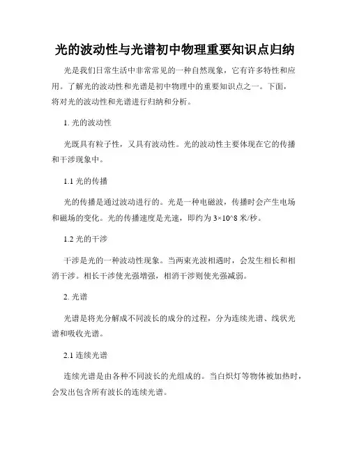 光的波动性与光谱初中物理重要知识点归纳