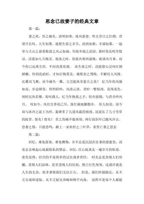 思念已故妻子的经典文章