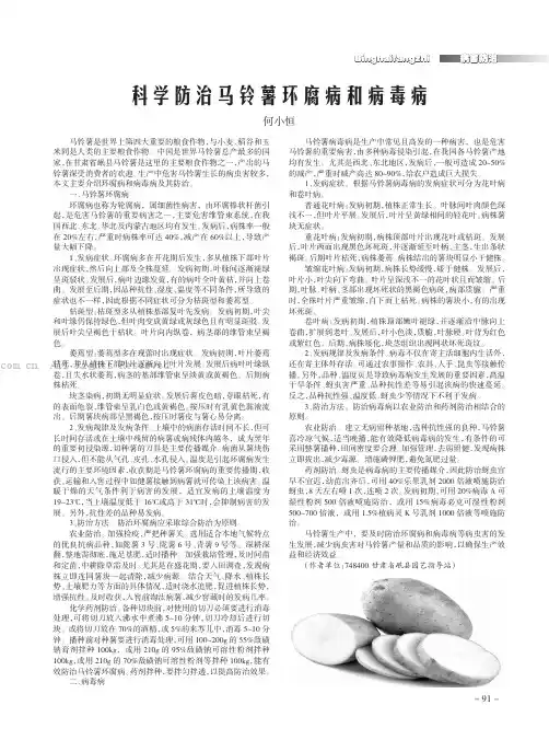 科学防治马铃薯环腐病和病毒病