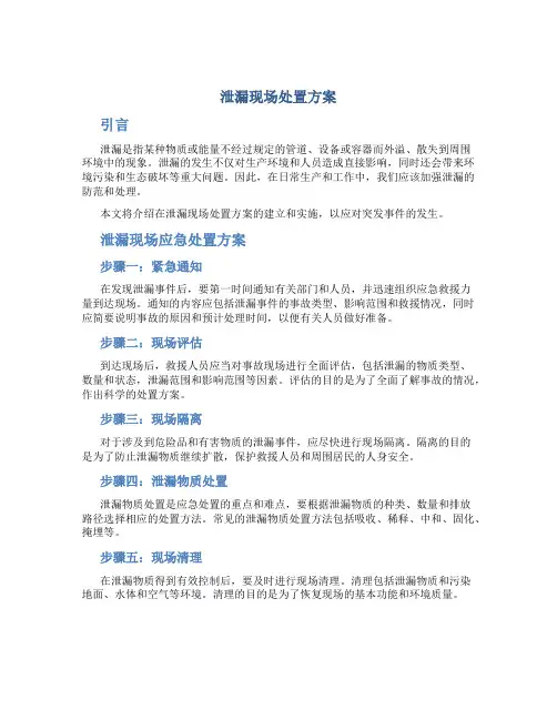 泄漏现场处置方案