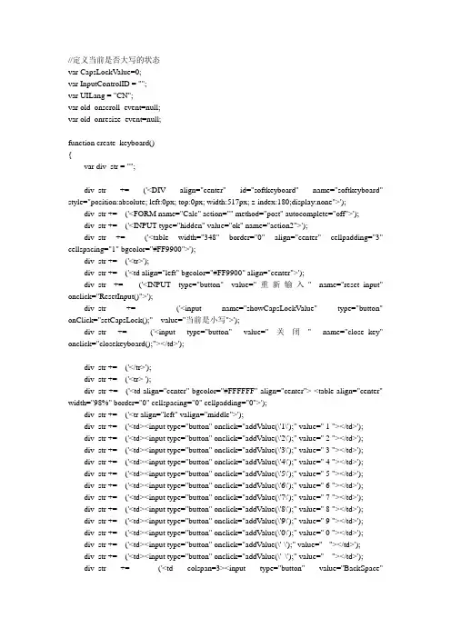 Javascript编写的软键盘代码