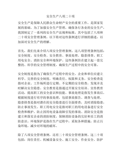 安全生产八项二十项