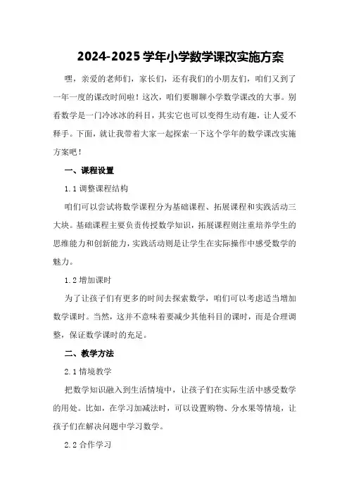 2024-2024学年小学数学课改实施方案