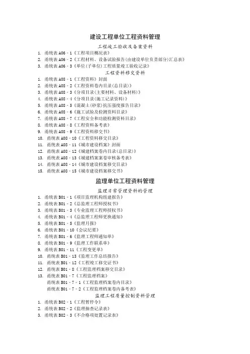 建设工程单位工程资料管理-甬统表