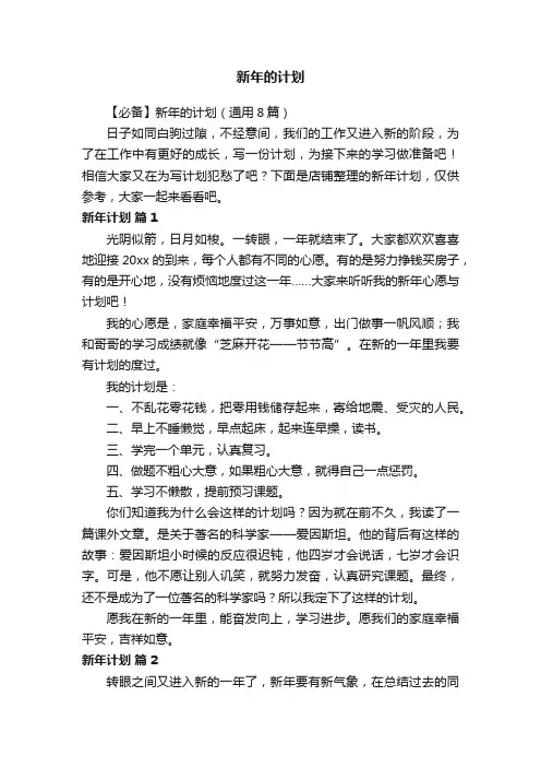 新年的计划