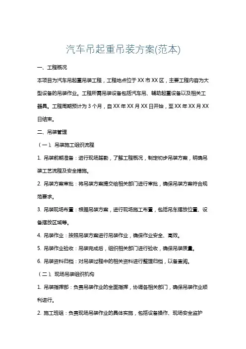 汽车吊起重吊装方案(范本)