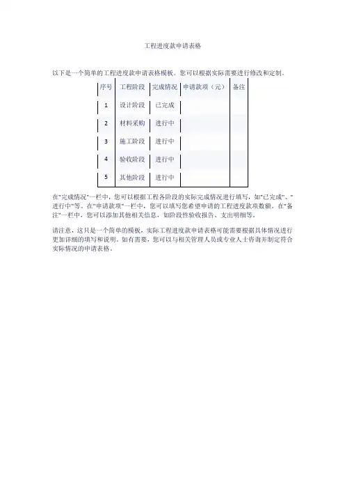 工程进度款申请表格