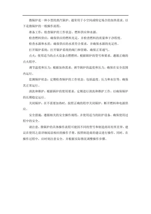 微锅炉操作流程