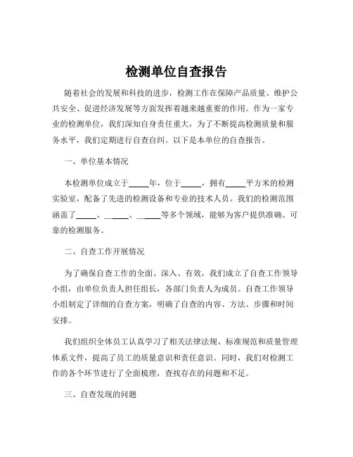 检测单位自查报告