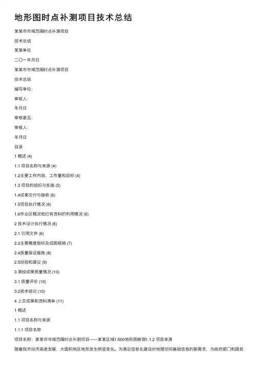 地形图时点补测项目技术总结