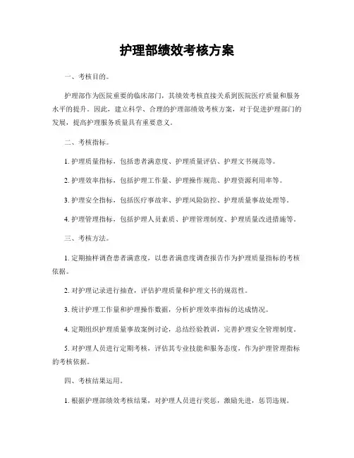 护理部绩效考核方案