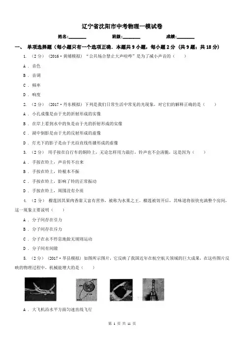辽宁省沈阳市中考物理一模试卷