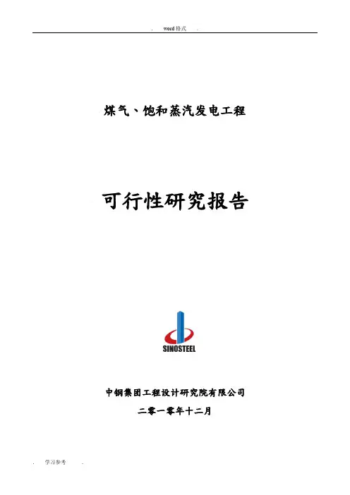 煤气、饱和蒸汽发电工程可行性实施计划书_精品