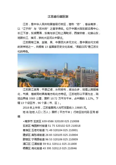江苏省行政区划