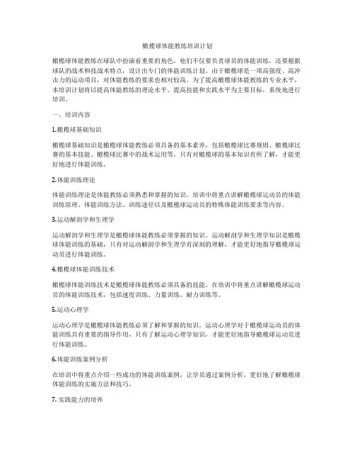 橄榄球体能教练培训计划