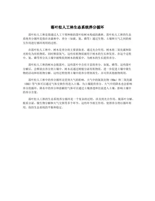 落叶松人工林生态系统养分循环