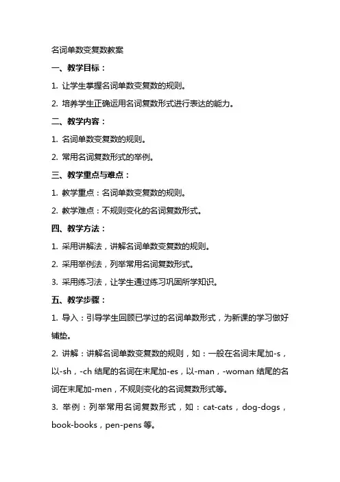 名词单数变复数教案