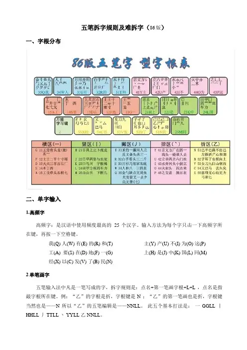 五笔拆字规则+识别码+难拆字