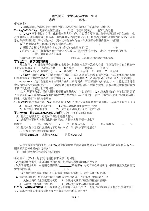 第九单元__化学与社会发展__复习