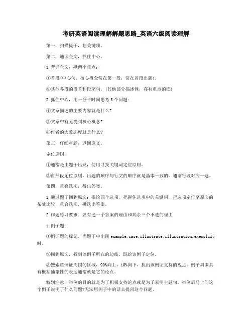考研英语阅读理解解题思路_英语六级阅读理解
