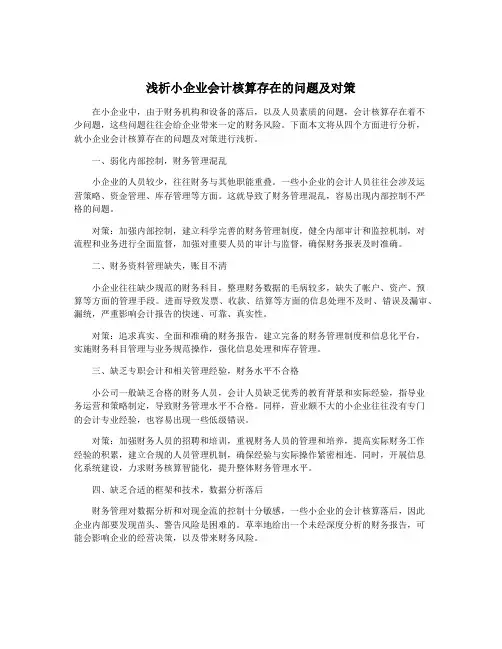 浅析小企业会计核算存在的问题及对策