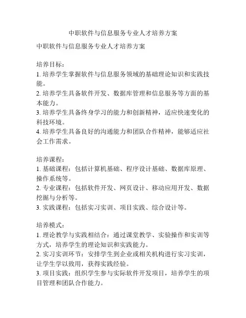 中职软件与信息服务专业人才培养方案