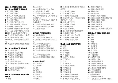 06093人力资源开发与管理自考知识点汇总