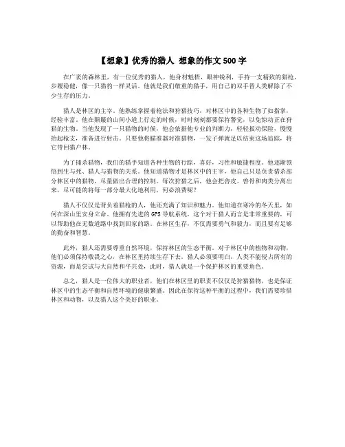 【想象】优秀的猎人 想象的作文500字