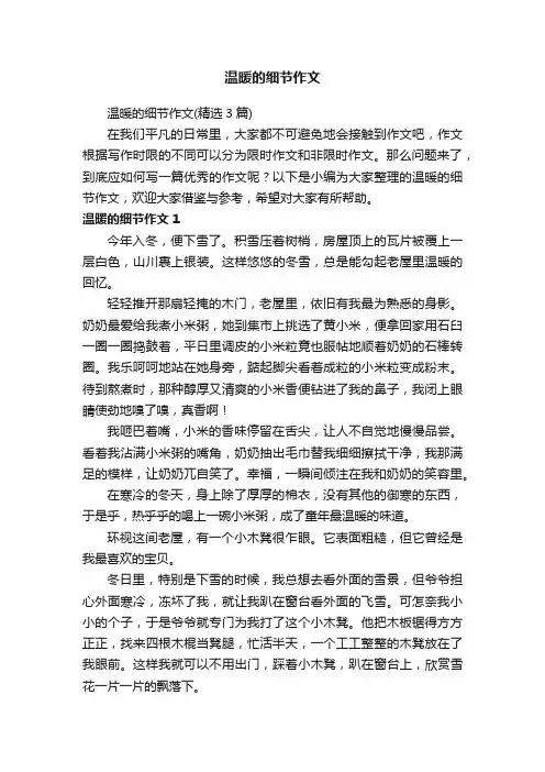 温暖的细节作文（精选3篇）