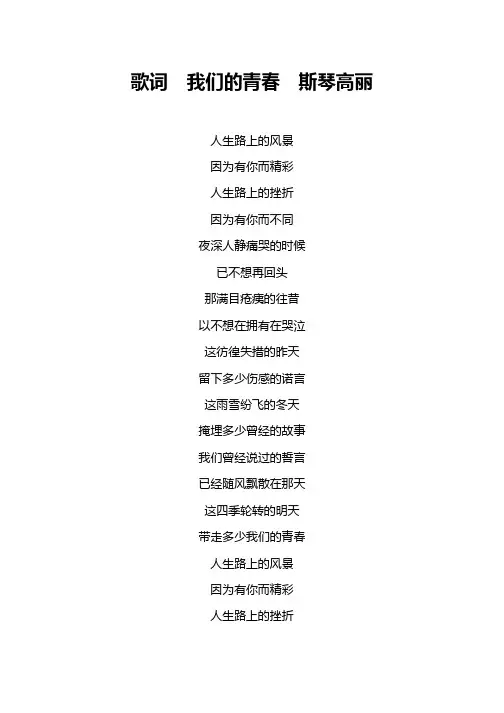歌词  我们的青春  斯琴高丽