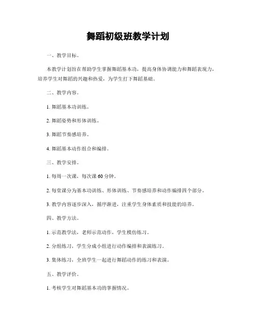 舞蹈初级班教学计划