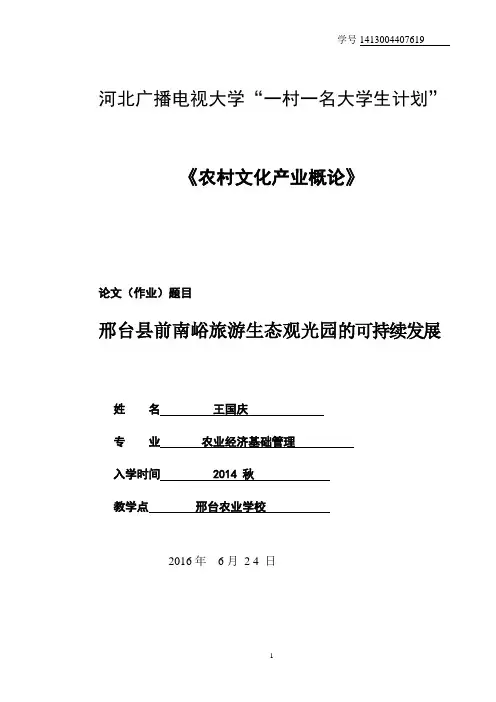 农村文化产业概论汇编