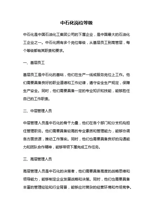 中石化岗位等级